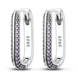 925 Silver Rose U-Shaped Earrings Double Pav
