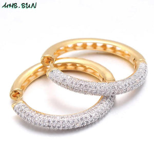 European Style Zircon Hoop Earrings for Women Wedding Party Gift
