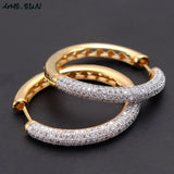 European Style Zircon Hoop Earrings for Women Wedding Party Gift