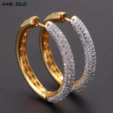 European Style Zircon Hoop Earrings for Women Wedding Party Gift