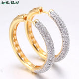 European Style Zircon Hoop Earrings for Women Wedding Party Gift