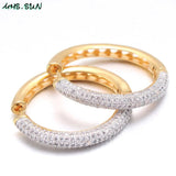 European Style Zircon Hoop Earrings for Women Wedding Party Gift
