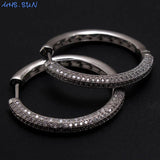 European Style Zircon Hoop Earrings for Women Wedding Party Gift