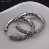 European Style Zircon Hoop Earrings for Women Wedding Party Gift
