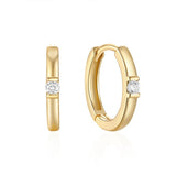 Green Zircon 925 Silver Hoop Earrings Minimalist 18K Girls Fine Jewelry