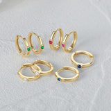 Green Zircon 925 Silver Hoop Earrings Minimalist 18K Girls Fine Jewelry