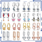 Rose Heart Drop Earrings 925 Silver Women Jewelry Anniversary Gift