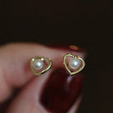 925 Silver Plated Love Pearl Earrings For Women Party Jewelry Gift