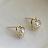 925 Silver Plated Love Pearl Earrings For Women Party Jewelry Gift