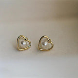 925 Silver Plated Love Pearl Earrings For Women Party Jewelry Gift
