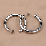 925 Silver Thick Round Circle Hoop Earring Punk Hiphop Party Gift