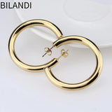 925 Silver Thick Round Circle Hoop Earring Punk Hiphop Party Gift