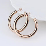 925 Silver Thick Round Circle Hoop Earring Punk Hiphop Party Gift
