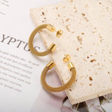 Vintage Woven Mesh C Shape Hoop Earrings Waterproof 18K Plated