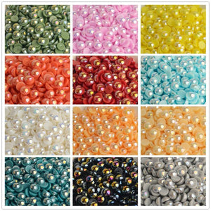 3-12mm AB Pearl Non Hotfix Flat Back Glitters for Nail Art DIY