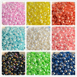 3-12mm AB Pearl Non Hotfix Flat Back Glitters for Nail Art DIY