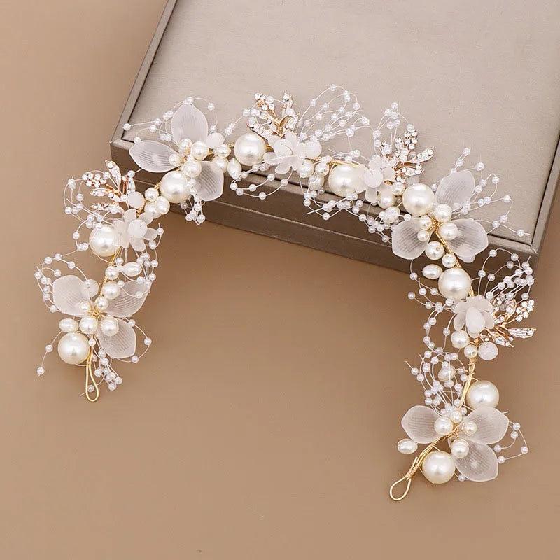 Pearl Headband White/Blue/Pink Flower Crowns