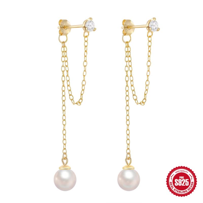 Tassel Pearl 925 Sterling Silver Earring Drop Earrings Gift