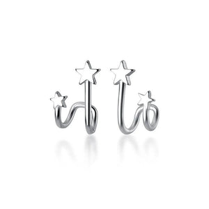 925 Silver Double Star Stud Earrings for Women