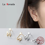 925 Silver Double Star Stud Earrings for Women
