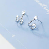 925 Silver Double Star Stud Earrings for Women