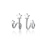 925 Silver Double Star Stud Earrings for Women