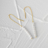 925 Silver Pearl Tassel Stud Earrings Jewelry Chain Earring