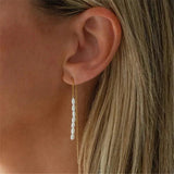 925 Silver Pearl Tassel Stud Earrings Jewelry Chain Earring