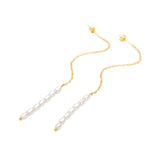 925 Silver Pearl Tassel Stud Earrings Jewelry Chain Earring