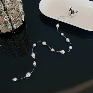 Korean Braided Pearl Tassel Hairpin Chain Butterfly Hair Jewelry