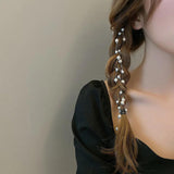 Korean Braided Pearl Tassel Hairpin Chain Butterfly Hair Jewelry