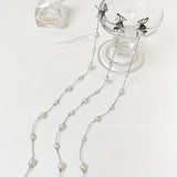 Korean Braided Pearl Tassel Hairpin Chain Butterfly Hair Jewelry