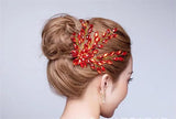 Red Rhinestone Hair Vine Chinese Wedding Accessories
