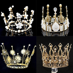 Baroque Crown Rhinestones Crystal Tiaras Bride Queen