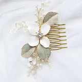 Opal Crystal Hairpins Flower Leaf Headpieces Headdress Brides Women Hair Combs
