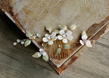 Opal Crystal Hairpins Flower Leaf Headpieces Headdress Brides Women Hair Combs