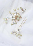 Opal Crystal Hairpins Flower Leaf Headpieces Headdress Brides Women Hair Combs