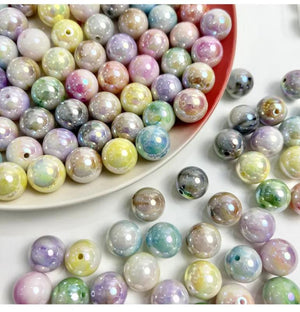 20Pcs 16mm Gradient Acrylic Spacer Beads DIY Earring Sewing Accessory