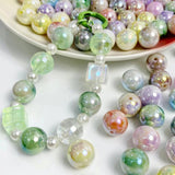 20Pcs 16mm Gradient Acrylic Spacer Beads DIY Earring Sewing Accessory