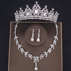 Baroque Crystal Tiara Crown Bridal Jewelry Set