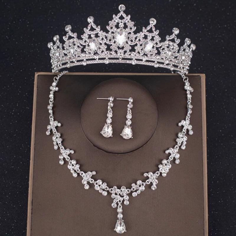 Baroque Crystal Tiara Crown Bridal Jewelry Set