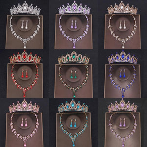 Baroque Crystal Tiara Crown Bridal Jewelry Set