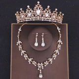 Baroque Crystal Tiara Crown Bridal Jewelry Set