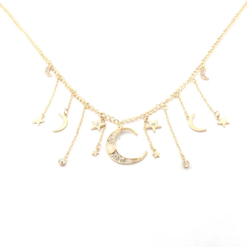 Star Moon Pendant Tassel Head Chain Boho Crystal Hair Accessories
