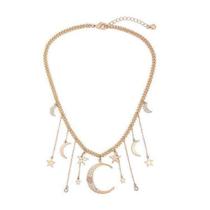 Star Moon Pendant Tassel Head Chain Boho Crystal Hair Accessories