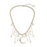 Star Moon Pendant Tassel Head Chain Boho Crystal Hair Accessories
