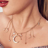 Star Moon Pendant Tassel Head Chain Boho Crystal Hair Accessories