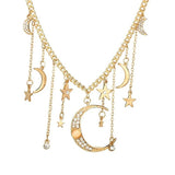 Star Moon Pendant Tassel Head Chain Boho Crystal Hair Accessories