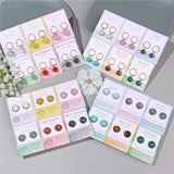 6 Pairs/Set Druzy Crystal Stone Stud Earrings