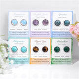 6 Pairs/Set Druzy Crystal Stone Stud Earrings